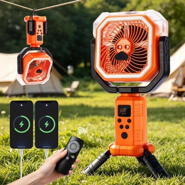 ❄️ CampMist 4-in-1 Portable Cooling Mist Fan – 20,000mAh Battery, LED Light & Power Bank