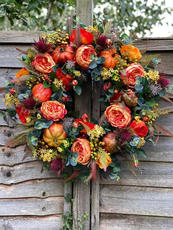 🍂 LAST DAY — 49% OFF FALL SALE! 💖 Handmade Fall Peony And Pumpkin Wreath - Year Round Wreath