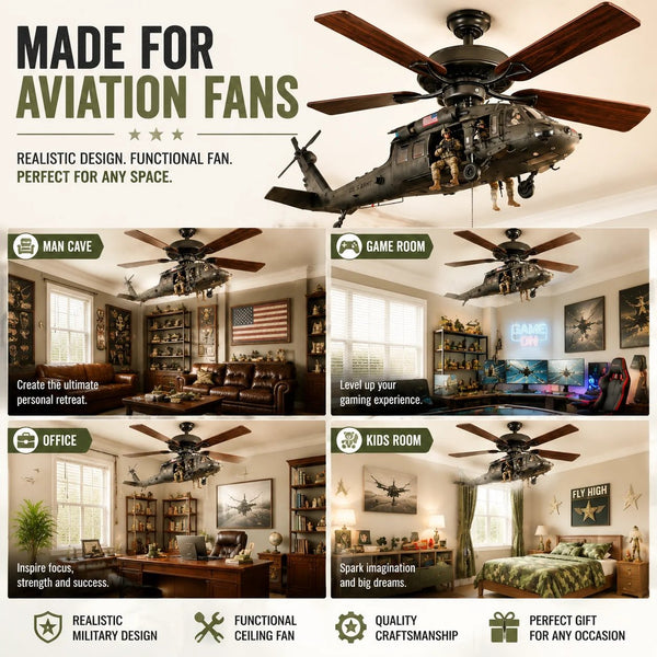 ๐ฅ LAST DAY 50% OFF-๐ Helicopter Ceiling Fan Decoration โ Flying Aviation Display