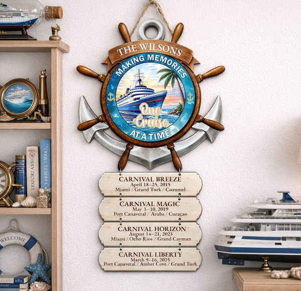 Personalized Wooden Cruise Memory Sign, Family Name Nautical Decor