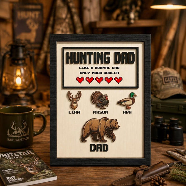 Personalized Hunting Dad Wooden Name Sign, Custom Outdoorsman Gift, Father's Day Keepsake