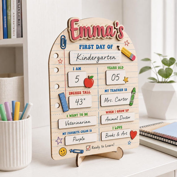 Personalized Wooden First Day of School Sign, Milestone Board Photo Prop