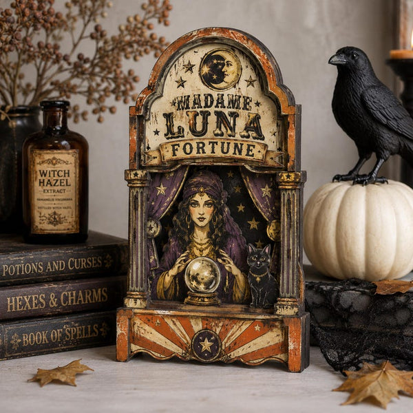 Madame Luna Fortune Teller Wooden Sign, Halloween Mystic Decor