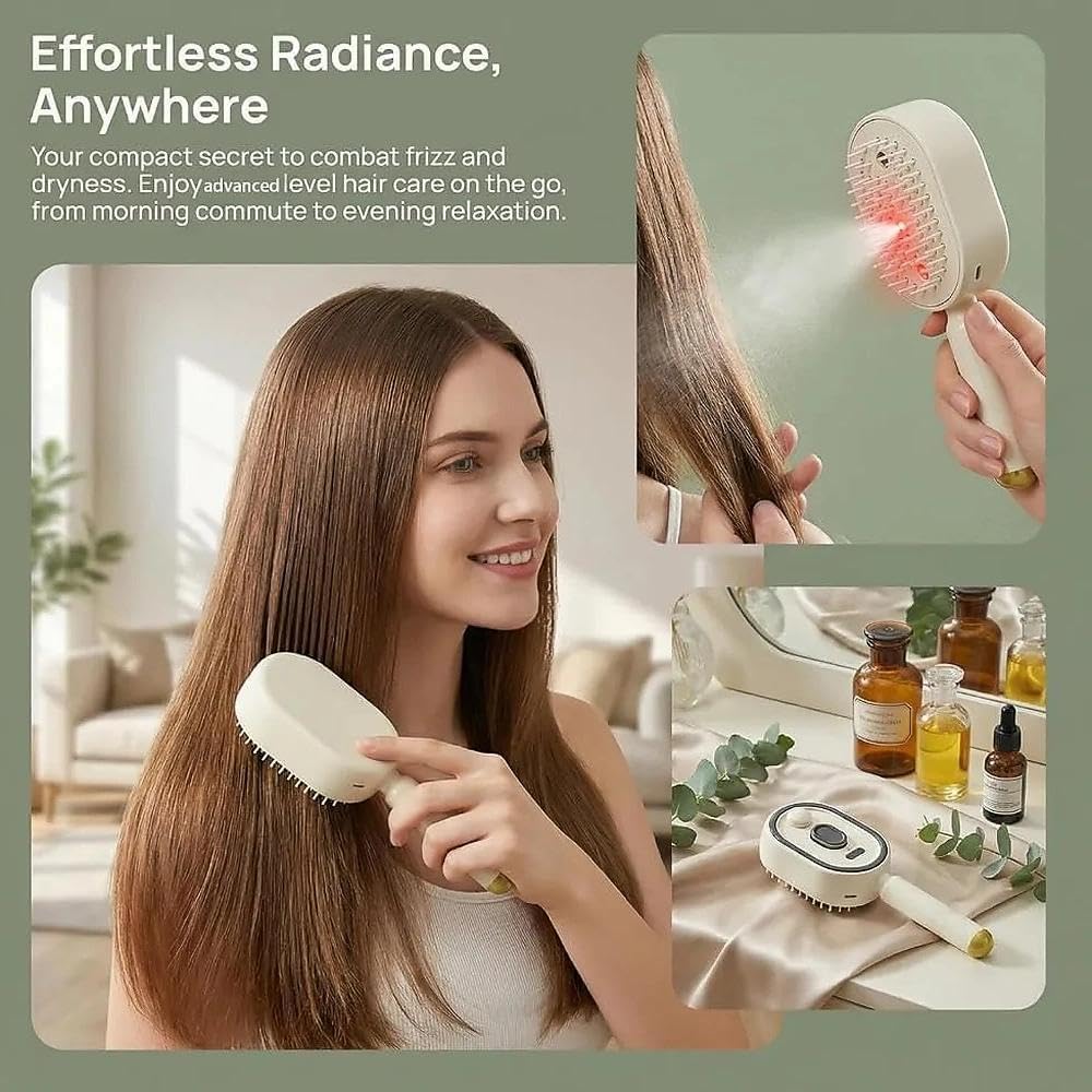 Rechargeable Hair Straightener Brush with Detangling Comb