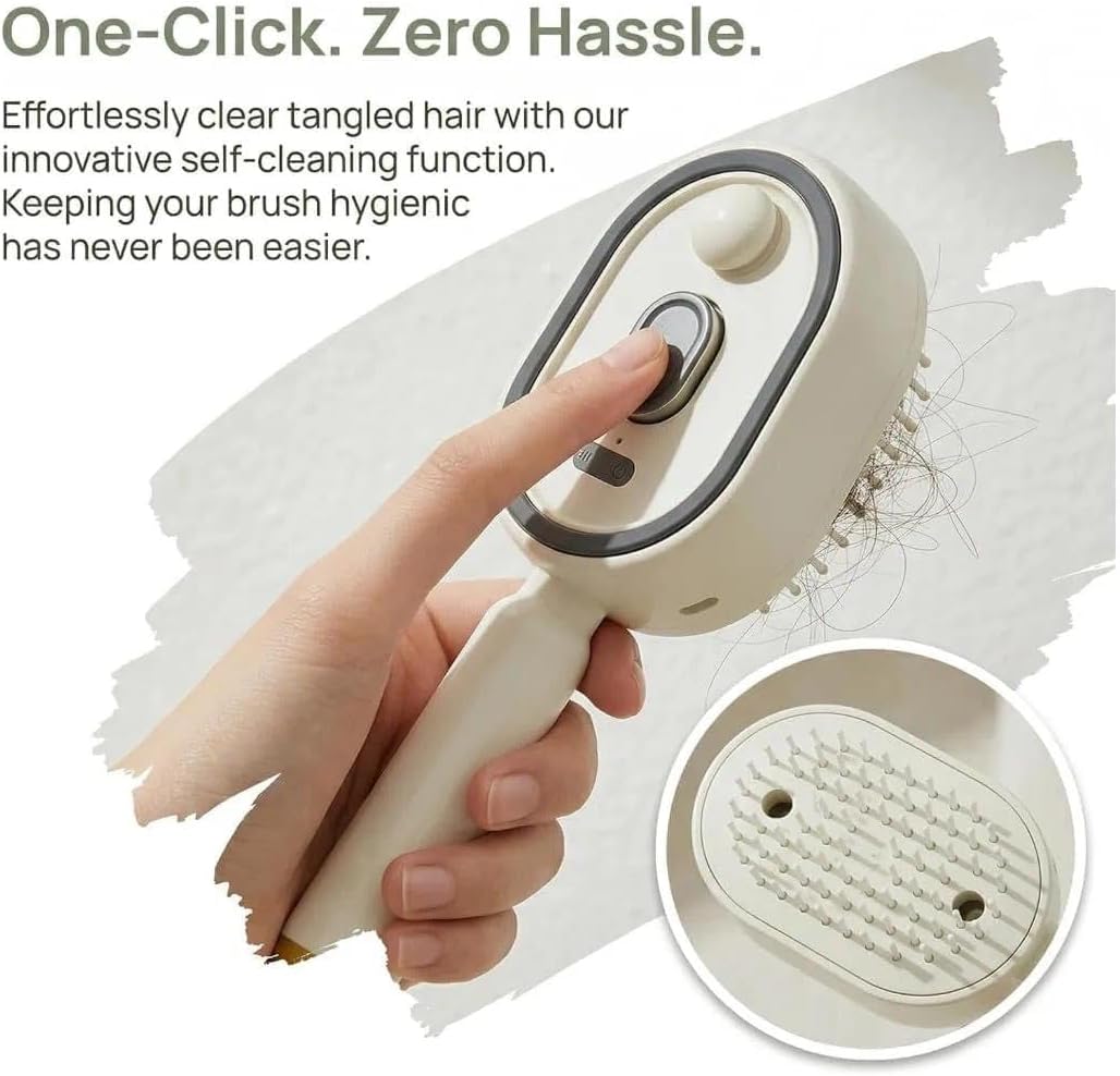 Rechargeable Hair Straightener Brush with Detangling Comb
