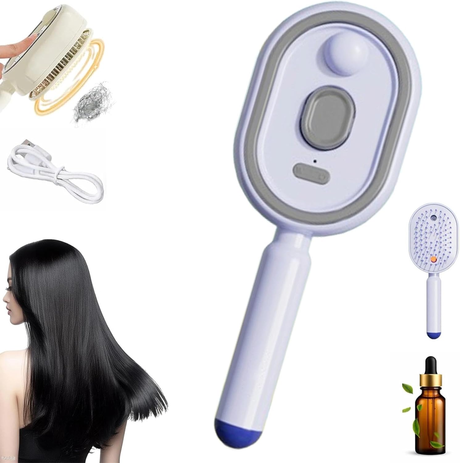 Rechargeable Hair Straightener Brush with Detangling Comb