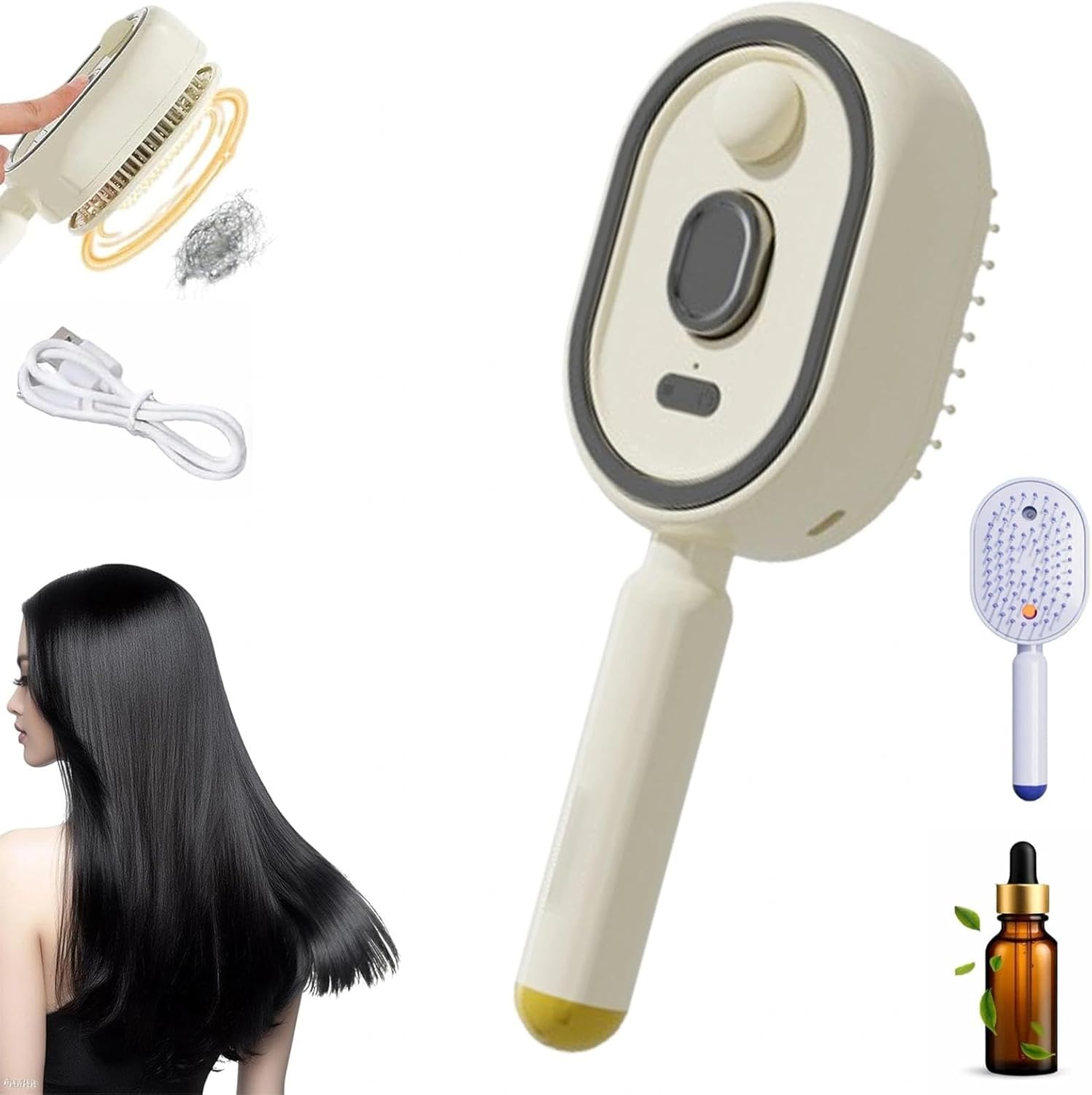 Rechargeable Hair Straightener Brush with Detangling Comb