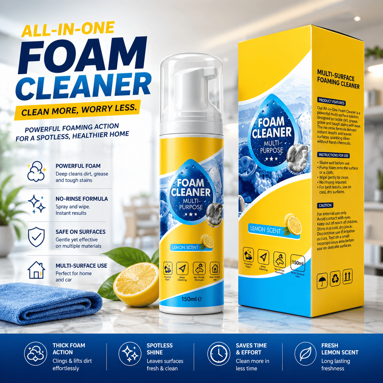 Multifunctional Foam Cleaner Premium for Kitchen, Furniture, Car & Walls