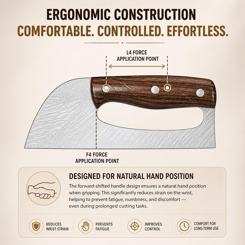 Stainless Steel Kitchen Cleaver Knife with Ergonomic Handle