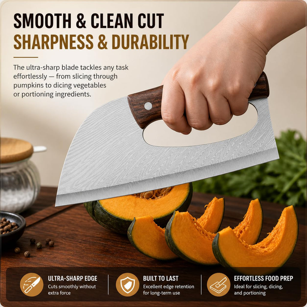 Stainless Steel Kitchen Cleaver Knife with Ergonomic Handle