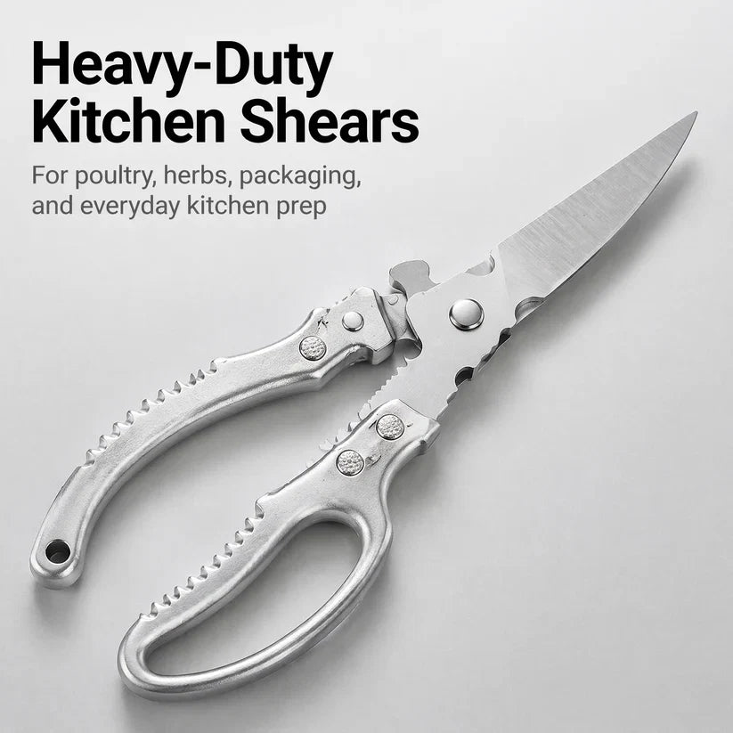 Heavy-Duty Multi-Purpose Kitchen Shears – Stainless Steel Poultry & Herb Scissors for Effortless Food Prep