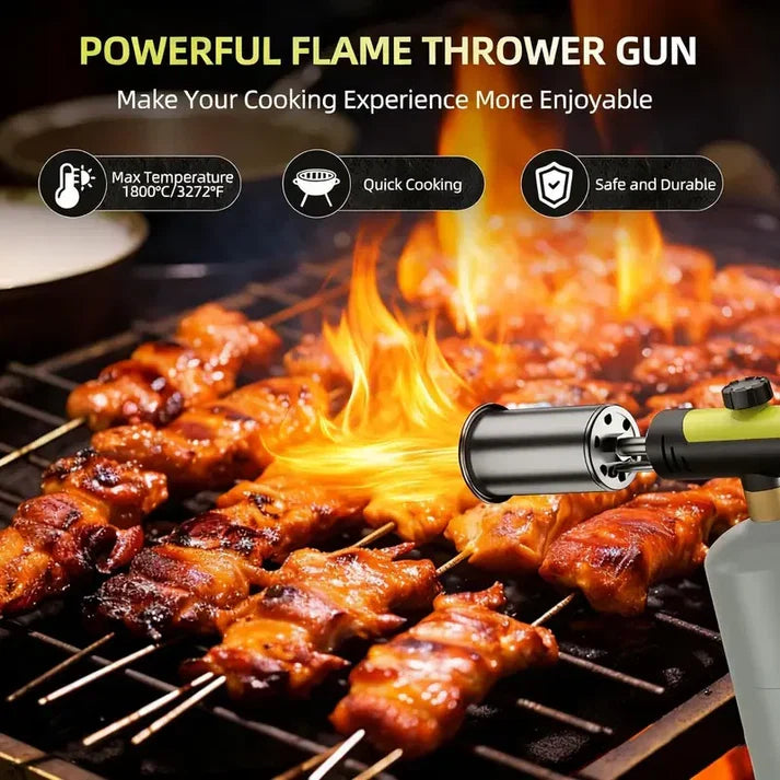 Propane Torch — One-Touch Max Fire, Safety Lock, Adjustable Flame | BBQ, Searing, Fireplace
