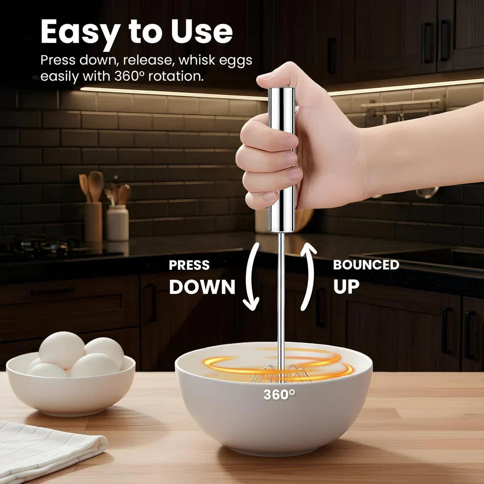Premium Push Action Stainless Steel Whisk