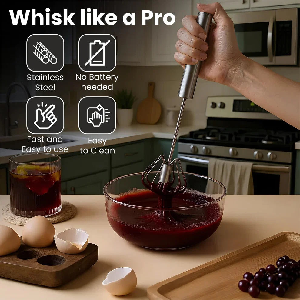 Premium Push Action Stainless Steel Whisk