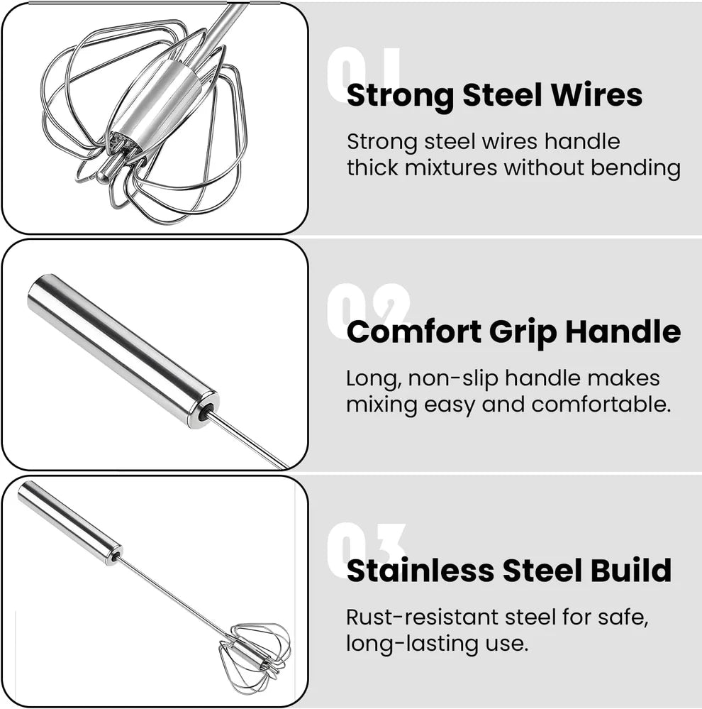Premium Push Action Stainless Steel Whisk