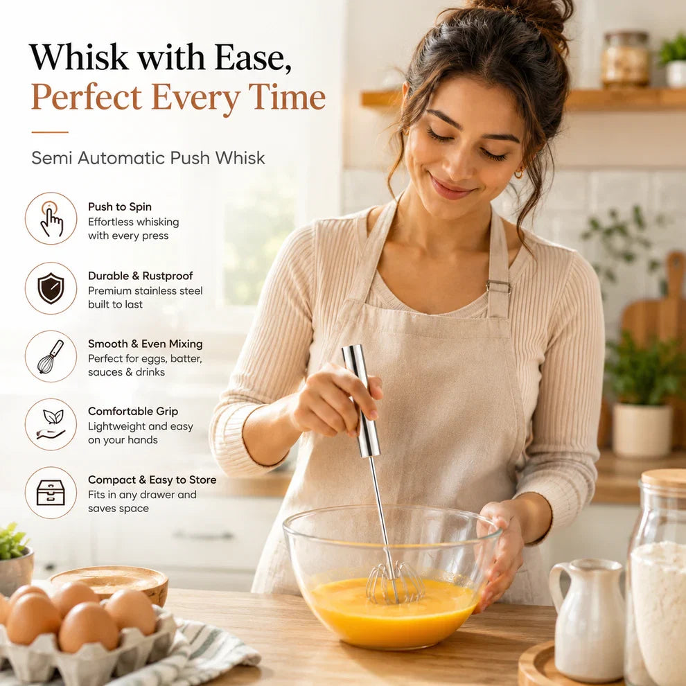 Premium Push Action Stainless Steel Whisk