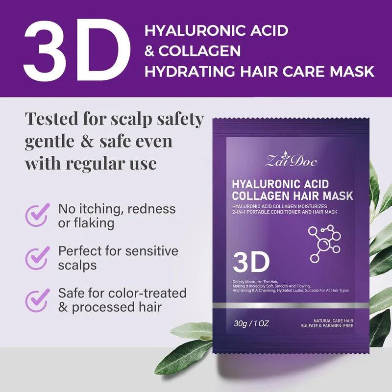 5 PCS-3D Hyaluronic Acid & Collagen Hair Mask 30g