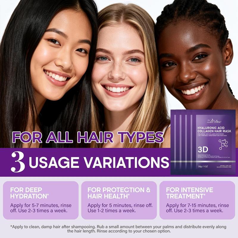 5 PCS-3D Hyaluronic Acid & Collagen Hair Mask 30g
