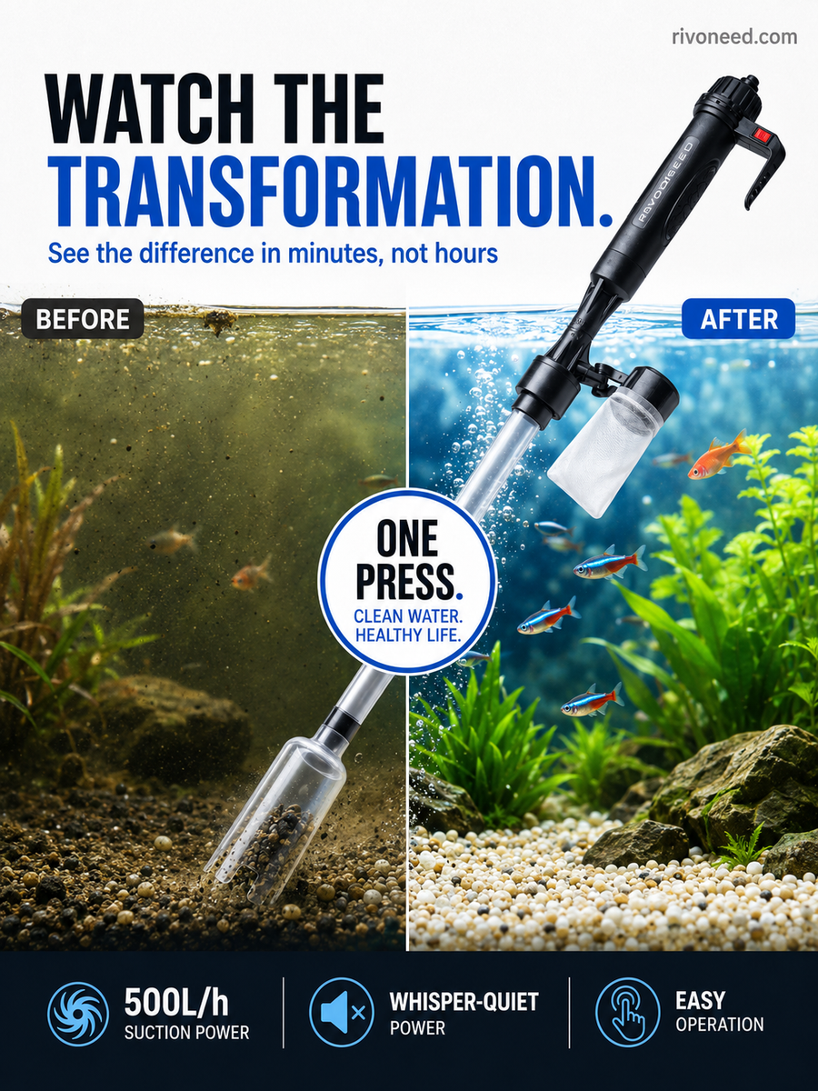 🐠50% OFF NOW! Electric Aquarium Gravel Cleaner – Powerful Suction Fish Tank Vacuum Siphon, Easy Gravel Cleaning & Water Changing, Automatic Aquarium Maintenance Tool