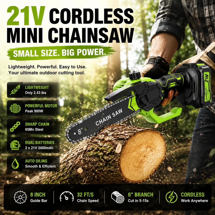 Mini Chainsaw 🔋 8-Inch Portable Electric Chainsaw for Tree Trimming