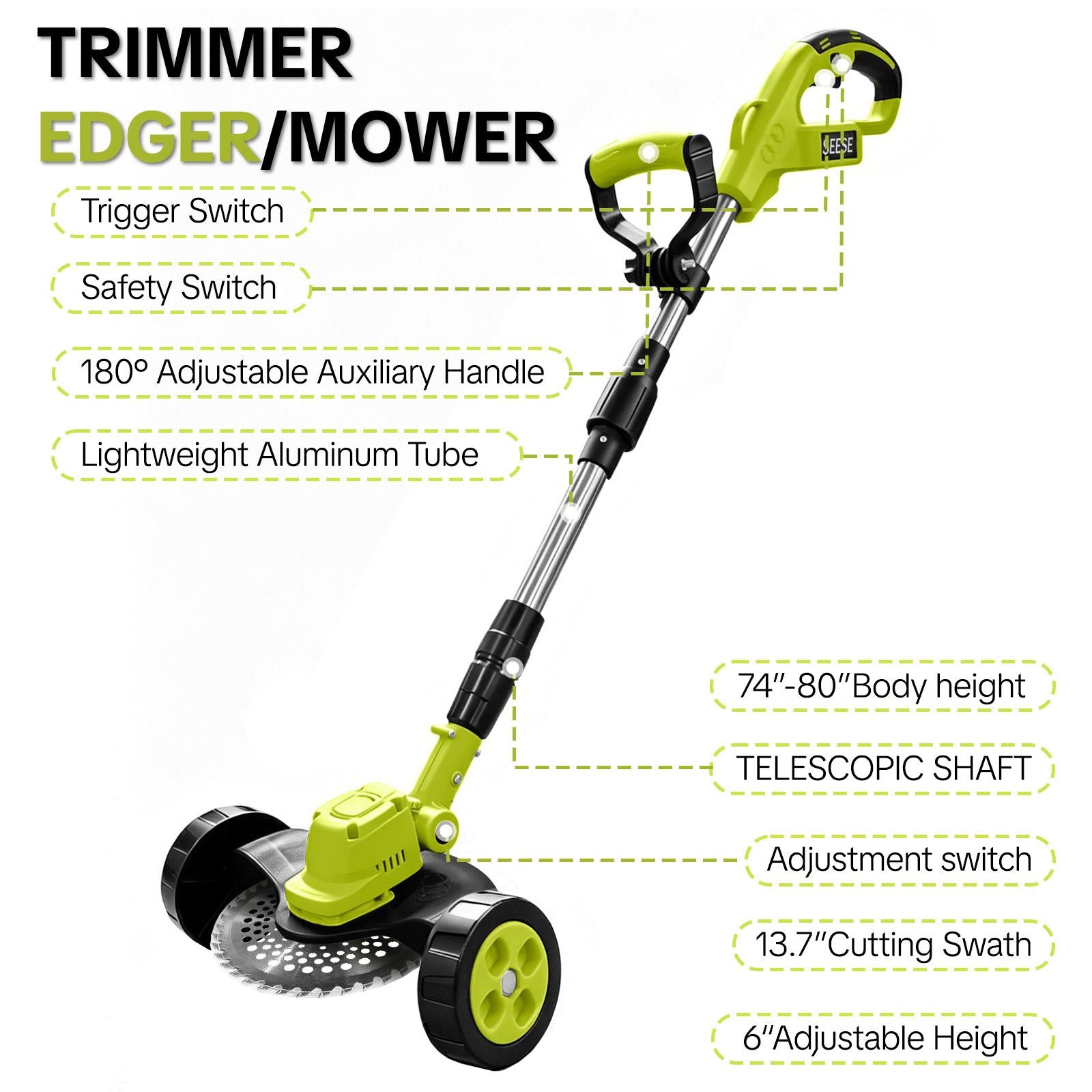 3-in-1 Cordless Weed Trimmer & Lawn Mower