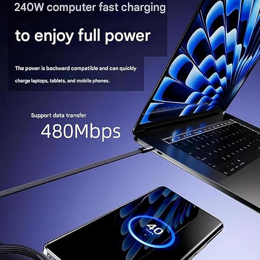 240W Charging Cable with Bracket Data Cable Type-C For Iphone and Samsung