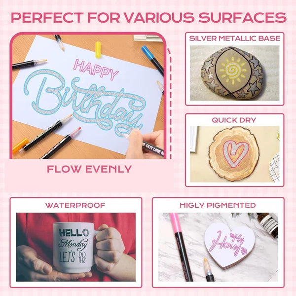 Glitter Outline Paint Markers