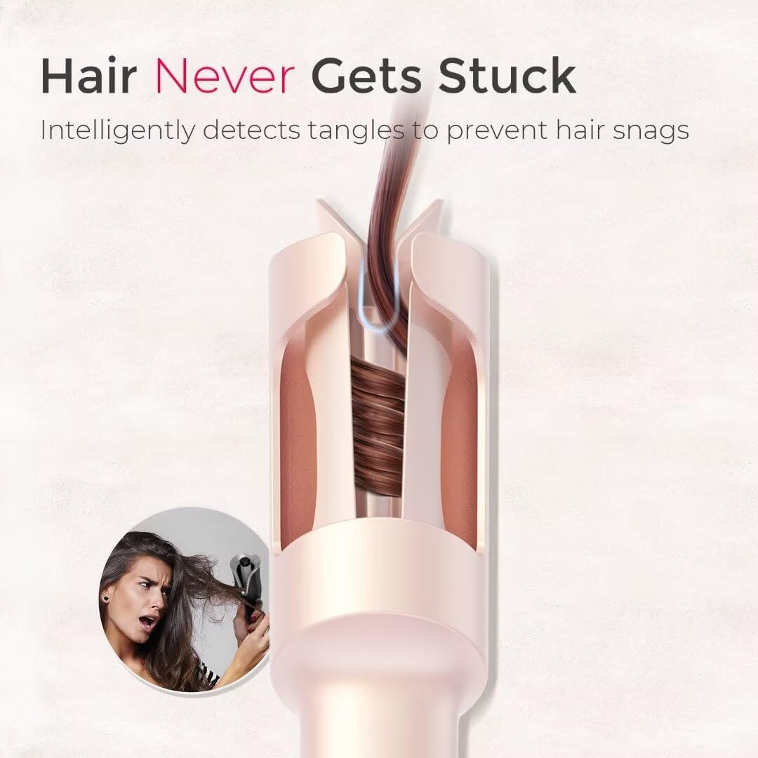Rotating Curling Wand Anti-Scald & Tangle-Free for Easy Curls