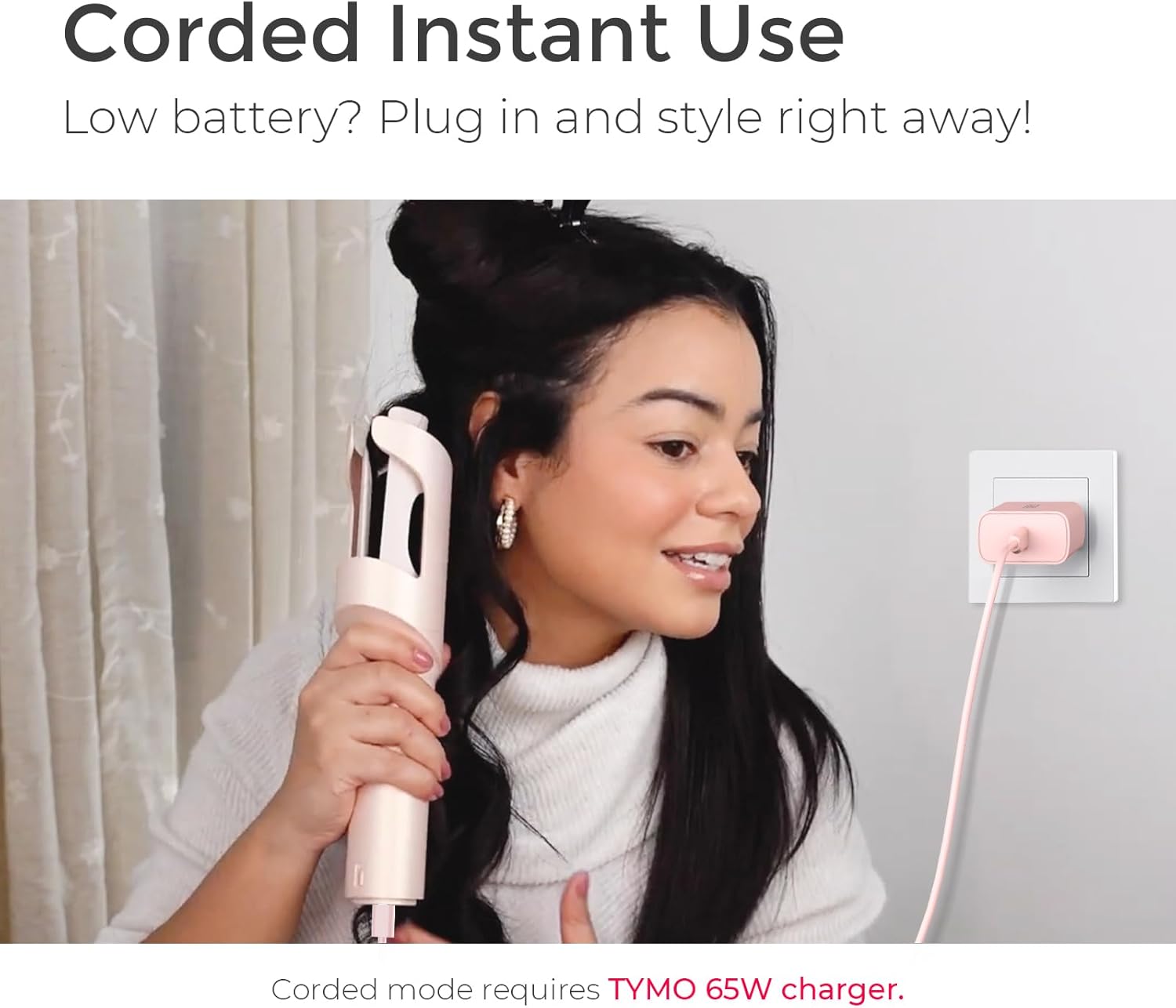 Rotating Curling Wand Anti-Scald & Tangle-Free for Easy Curls