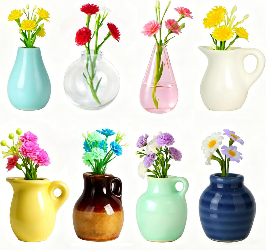 Cute Mini Ceramic Vase Fridge Magnets set