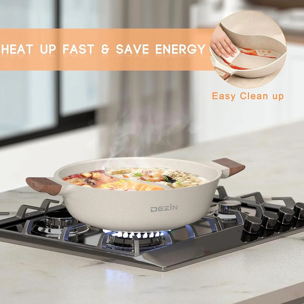 Dual Sided Nonstick Hot Pot