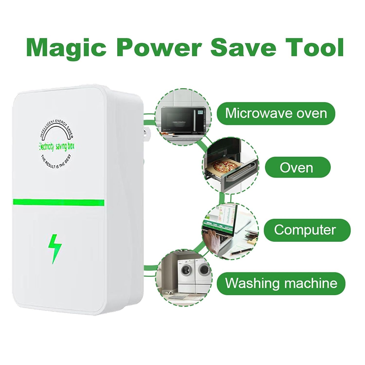 Power Factor Device, 28KW Electricity Saving Box (90V-250V), US Plug Surge Protector & Thermoregulation