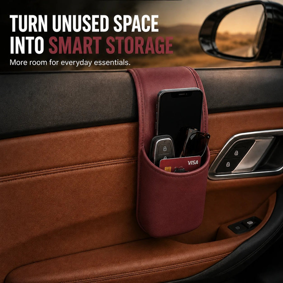 ⚡50% OFF⚡-Leather Car Door Storage Pocket | Double-Layer Car Door Organizer
