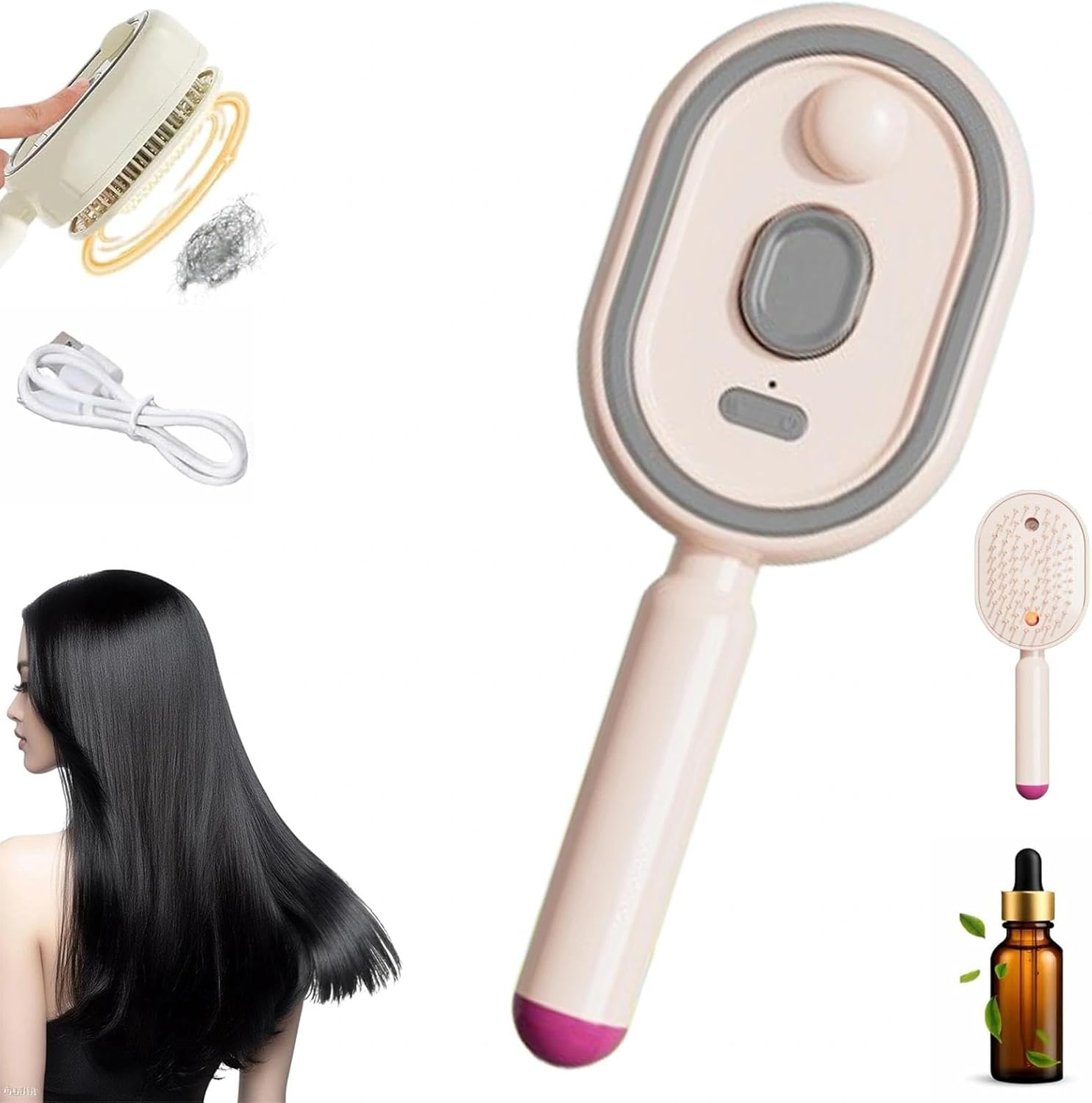 Rechargeable Hair Straightener Brush with Detangling Comb