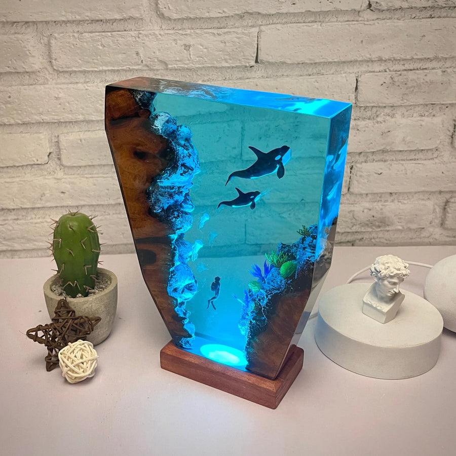 Orca Killer Whale Resin Ocean Night Light