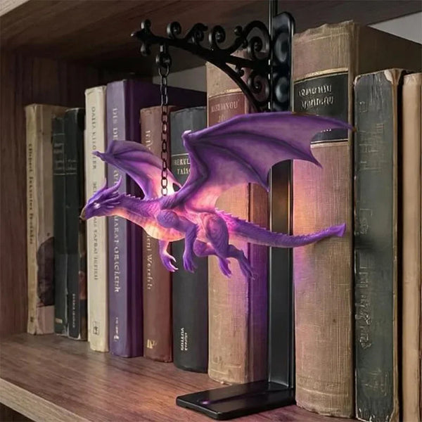 1-4PCS Halloween Dragon Shape Desk Lamp Resin Ornament LED Night Light for Bedroom Bookshelf Goth Home Decor Prop