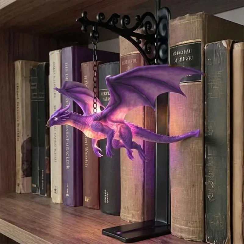 1-4PCS Halloween Dragon Shape Desk Lamp Resin Ornament LED Night Light for Bedroom Bookshelf Goth Home Decor Prop