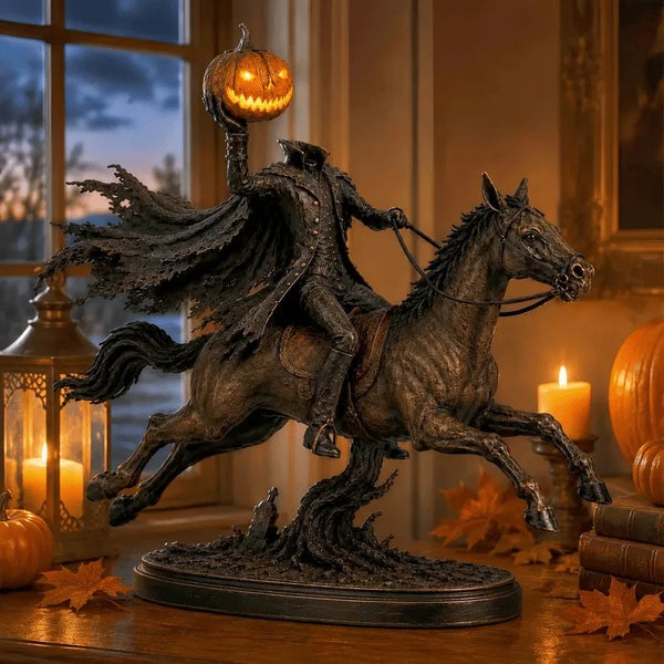 Glowing Headless Knight Statue Night Lighting Decoration Resin Craft Dark Art Style Built-In Button Battery Desk Decor