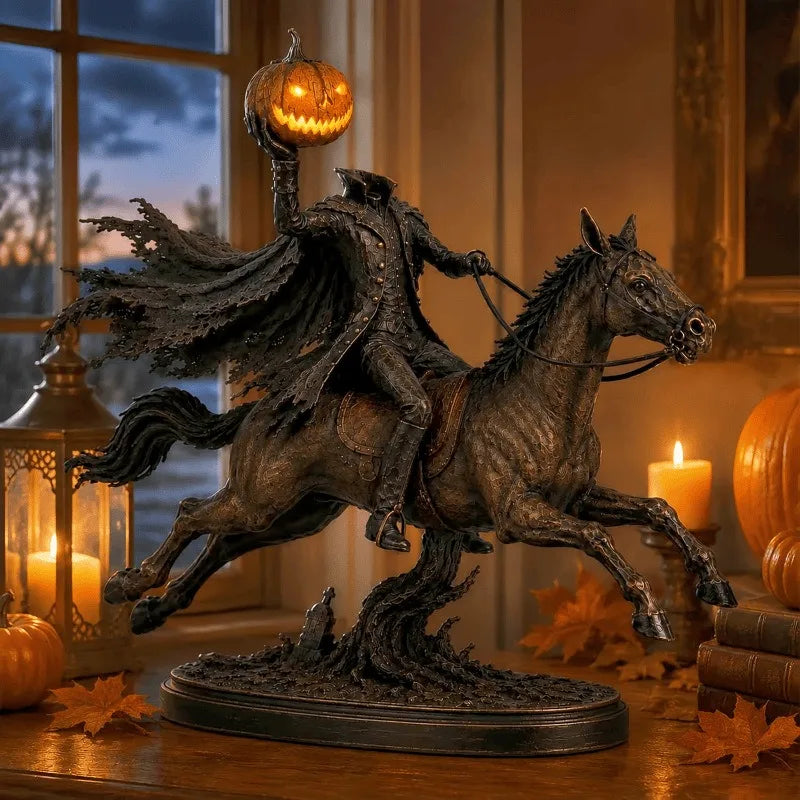 Glowing Headless Knight Statue Night Lighting Decoration Resin Craft Dark Art Style Built-In Button Battery Desk Decor