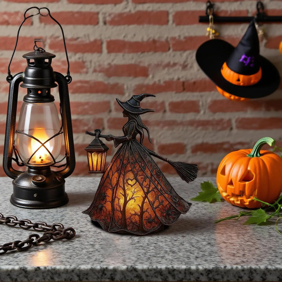 Halloween Witch Resin Garden Night Light