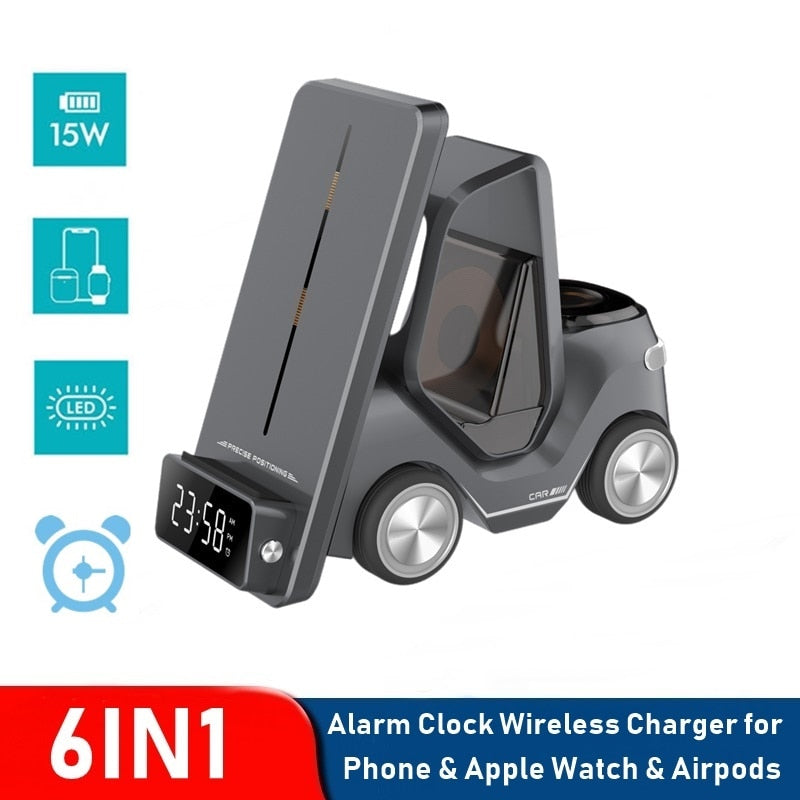 All-in-One Charging Station: Alarm, Wireless, Night Light