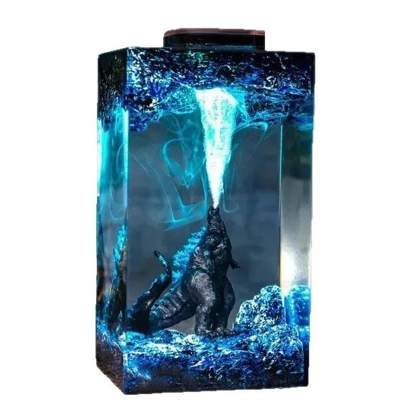 2026 Epoxy Resin Sculpture Lamp Flame Spitting Monster Model Soft Lighting Creative Desk Decor Accessory