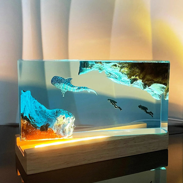 Two Divers Deep Sea Resin Night Light