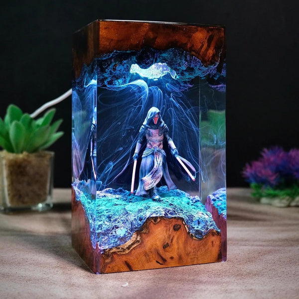 Double Sword Warrior Color Changing Resin Lamp
