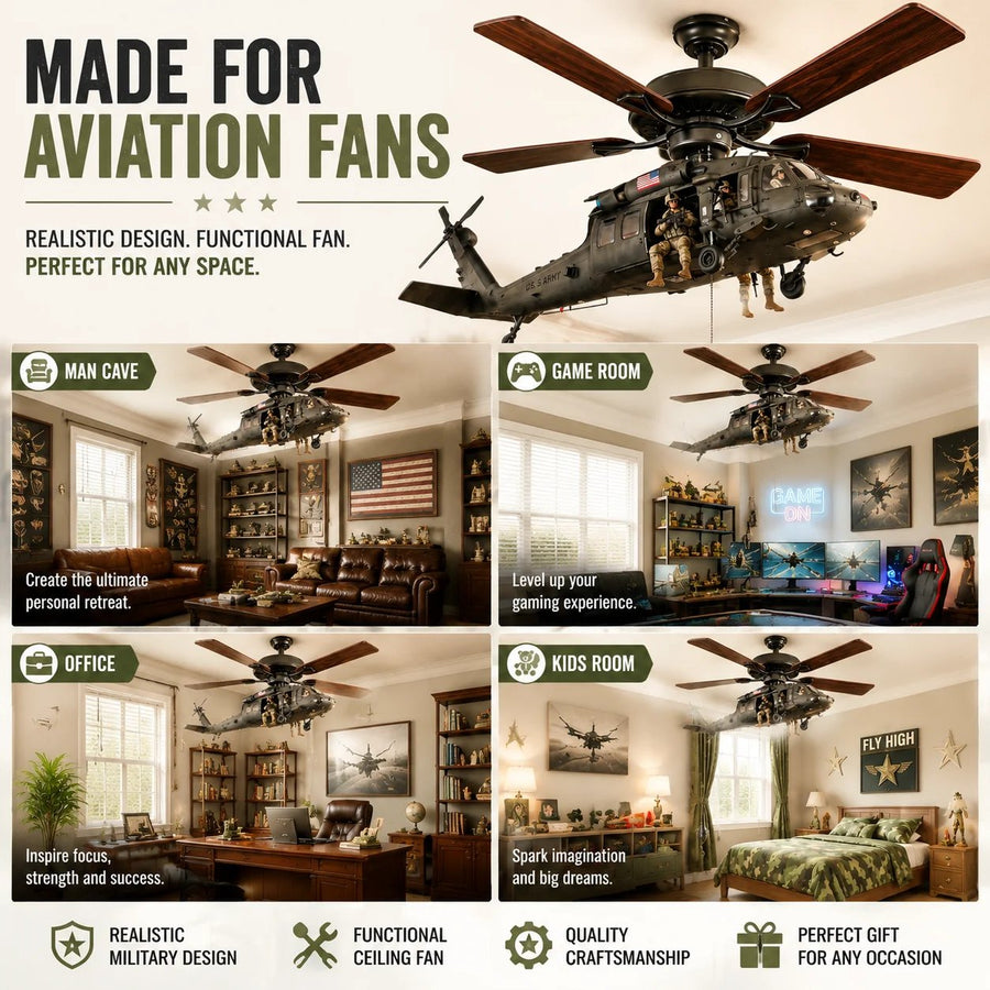 🔥 LAST DAY 50% OFF-🚁 Helicopter Ceiling Fan Decoration – Flying Aviation Display