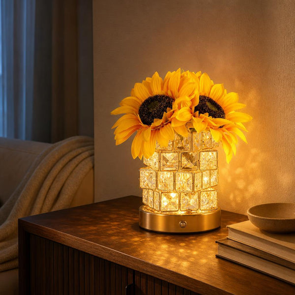 🌻 Rechargeable Sunflower Crystal-Style Table Lamp