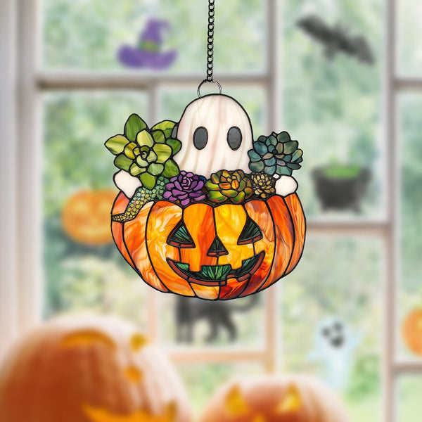 Ghost Succulent Acrylic Window Hanging: Gothic Halloween Decor