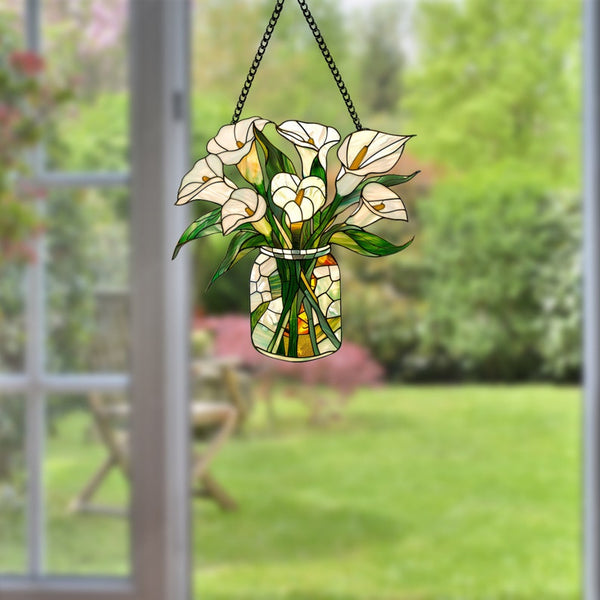Calla Lily Acrylic Window Hanging: Floral Art Decor