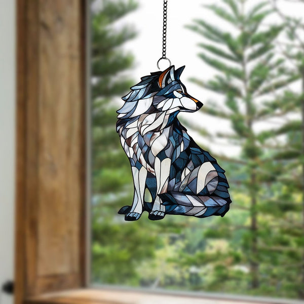 Wolf Acrylic Window Hanging: Wild Animal Home Decor