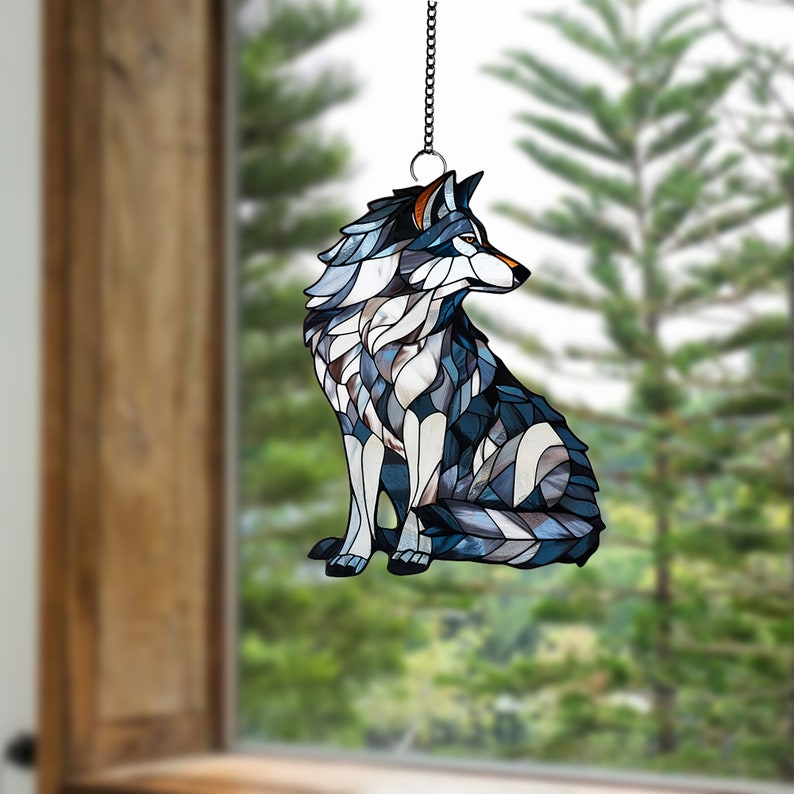 Wolf Acrylic Window Hanging: Wild Animal Home Decor